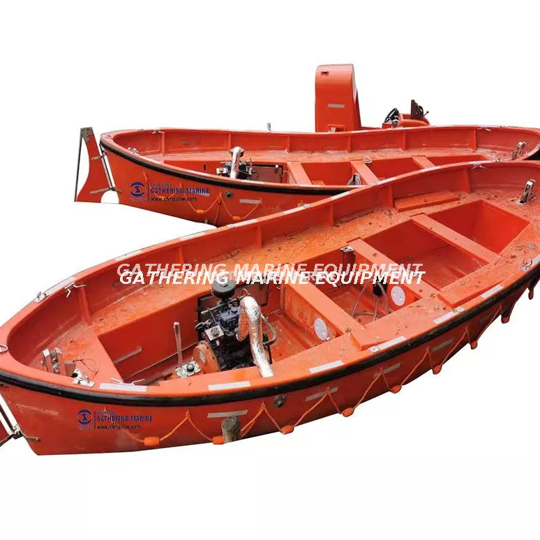 Bateau de sauvetage de canot de sauvetage de type ouvert FRP avec bossoir
