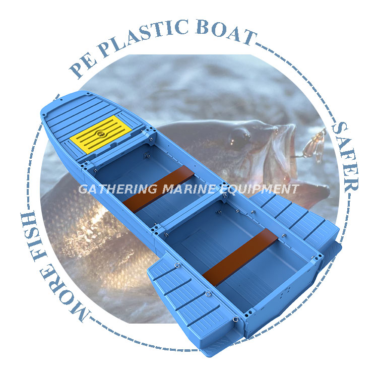 Bateau de pêche en plastique PE vert/bleu/gris, bateau de sports nautiques pliable