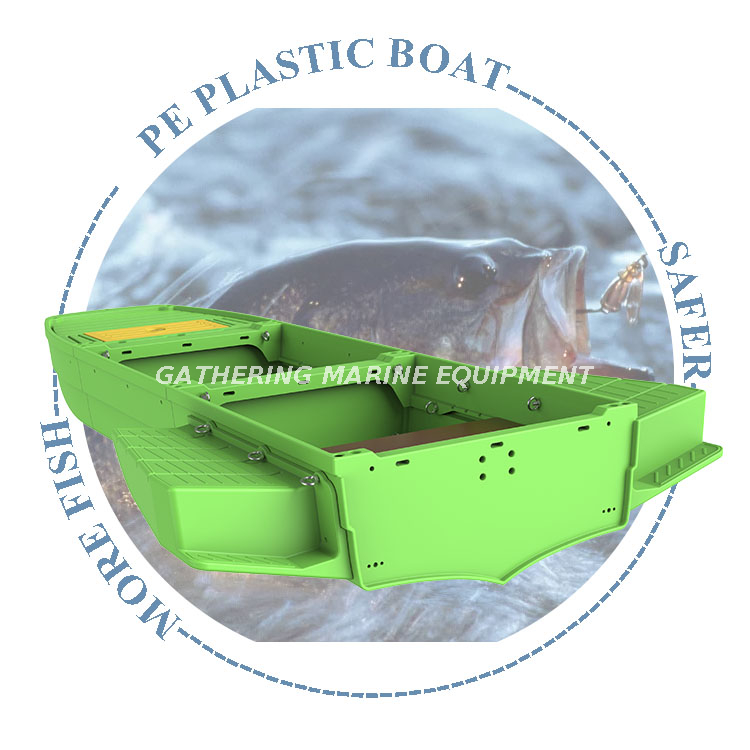 Bateau de pêche en plastique PE vert/bleu/gris, bateau de sports nautiques pliable