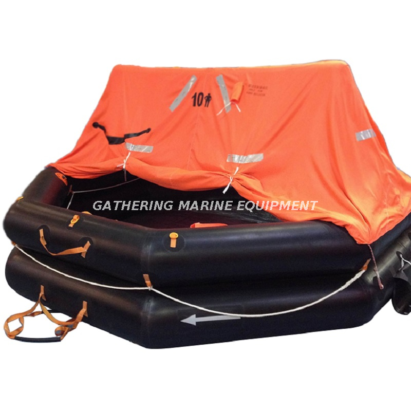 Équipement d'urgence maritime SOLAS Un radeau de sauvetage gonflable à redressement automatique pour 10 personnes