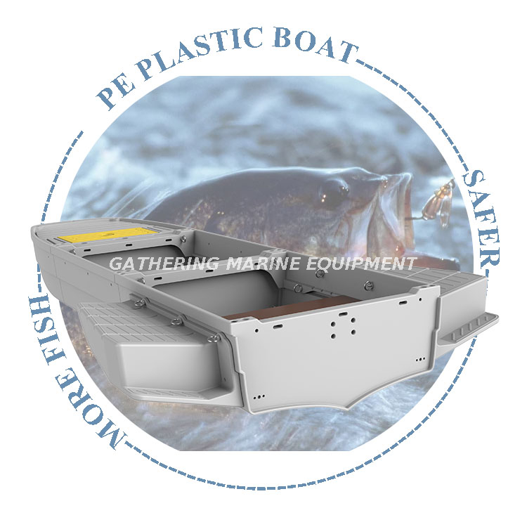 Bateau de pêche en plastique PE vert/bleu/gris, bateau de sports nautiques pliable