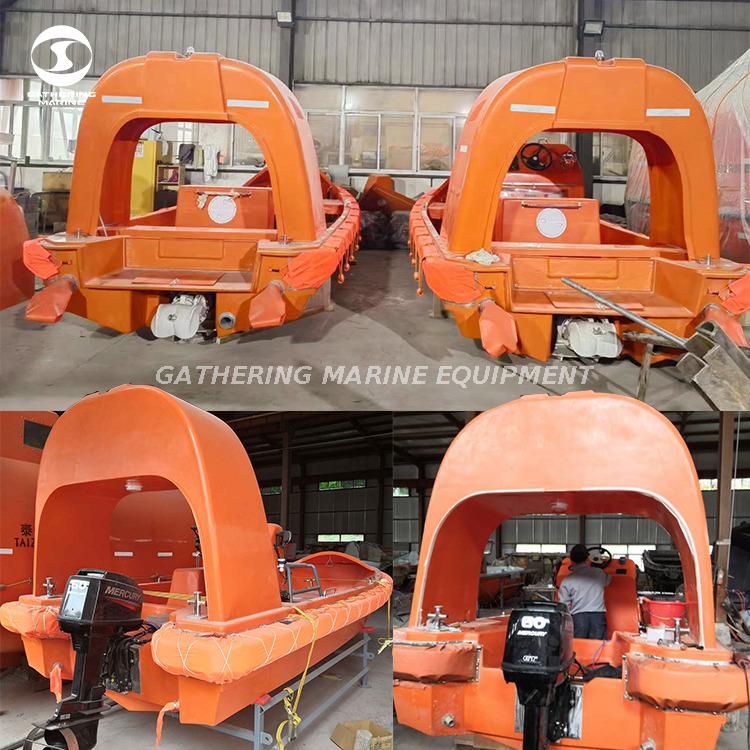 Bateau de sauvetage rapide FRC SOLAS en fibre de verre pour 6 à 15 personnes